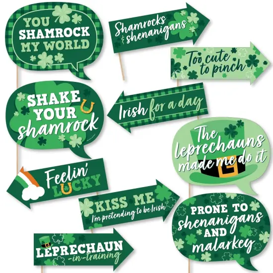 Big Dot of Happiness Funny Shamrock St. Patrick's Day - Saint Paddy's Day Party Photo Booth Props Kit - 10 Piece {1}