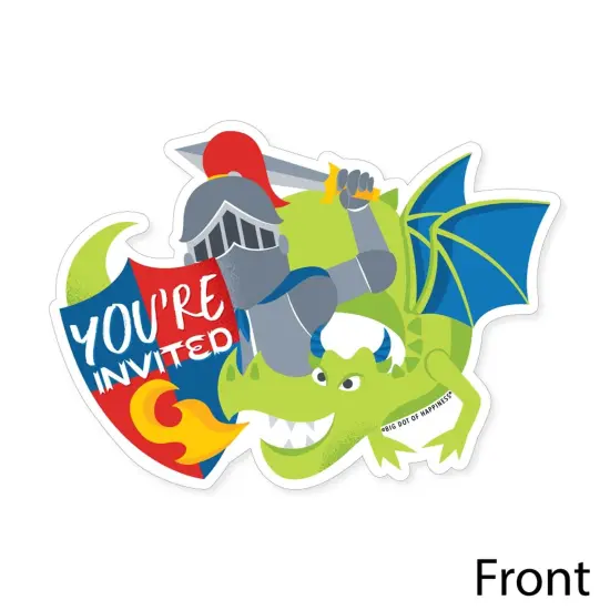 Big Dot of Happiness Calling All Knights and Dragons - Shaped Fill-In Invites - Medieval Birthday Party Invitation Cards with Envelopes - Set of 12 {4}