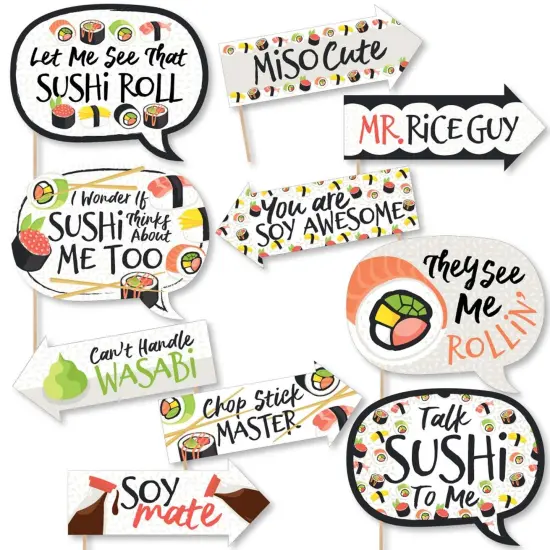 Big Dot of Happiness Funny Let's Roll - Sushi - Japanese Party Photo Booth Props Kit - 10 Piece {1}