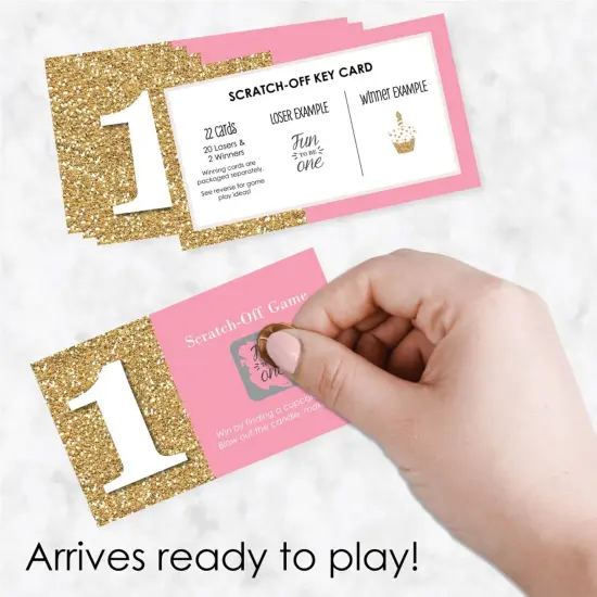 Big Dot of Happiness 1st Birthday Girl - Fun to be One - First Birthday Party Game Scratch Off Cards - 22 Count {3}