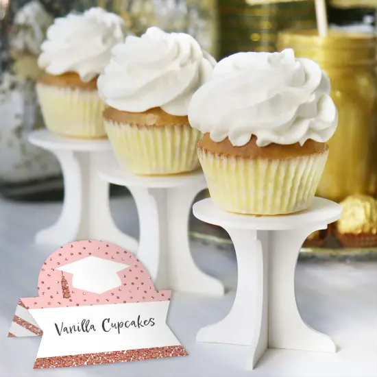 Big Dot of Happiness Rose Gold Grad - Graduation Party Tent Buffet Card - Table Setting Name Place Cards - Set of 24 {6}