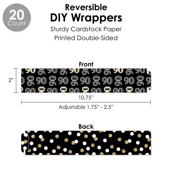 Big Dot of Happiness Adult 90th Birthday - Gold - Birthday Party Favors and Cupcake Kit - Fabulous Favor Party Pack - 100 Pieces {4}