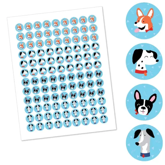 Big Dot of Happiness Pawty Like a Puppy - Dog Baby Shower or Birthday Party Round Candy Sticker Favors - Labels Fits Chocolate Candy (1 sheet of 108) {3}