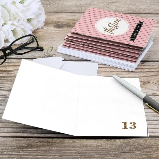 Big Dot of Happiness Chic 13th Birthday - Pink, Black and Gold - Birthday Party Thank You Cards (8 count) {6}