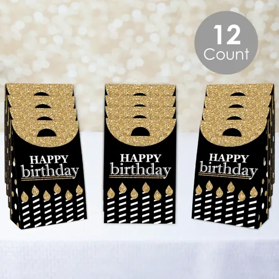 Big Dot of Happiness Adult Happy Birthday - Gold - Birthday Gift Favor Bags - Party Goodie Boxes - Set of 12 {3}