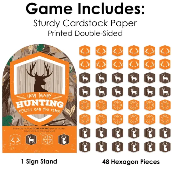 Big Dot of Happiness Gone Hunting - Deer Hunting Camo Baby Shower or Birthday Party Scavenger Hunt - 1 Stand and 48 Game Pieces - Hide and Find Game {6}