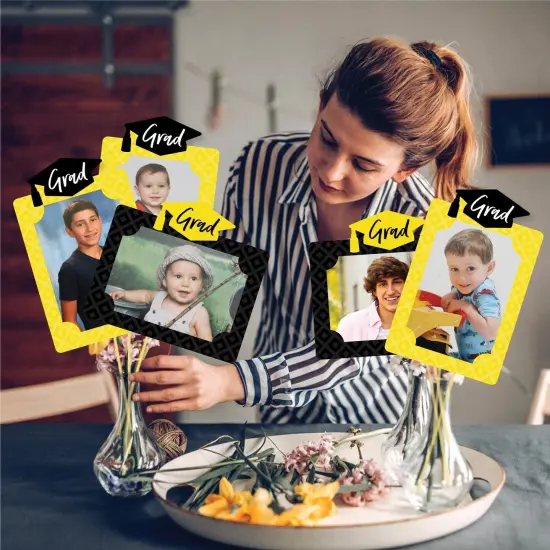 Big Dot of Happiness Yellow Grad - Best is Yet to Come - Graduation Party Picture Centerpiece Sticks - Photo Table Toppers - 15 Pieces {3}