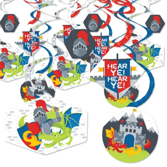 Big Dot of Happiness Calling All Knights and Dragons - Medieval Party or Birthday Party Hanging Decor - Party Decoration Swirls - Set of 40 {1}