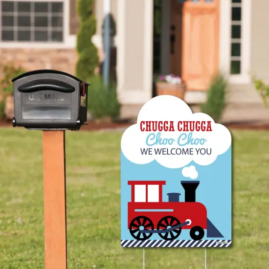 Big Dot of Happiness Railroad Party Crossing - Party Decorations - Steam Train Birthday Party or Baby Shower Welcome Yard Sign {3}