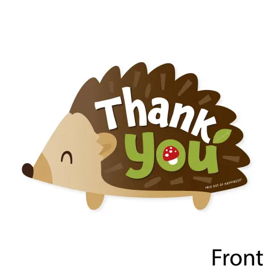Big Dot of Happiness Forest Hedgehogs - Shaped Thank You Cards - Woodland Birthday Party or Baby Shower Thank You Note Cards with Envelopes - 12 Ct {4}