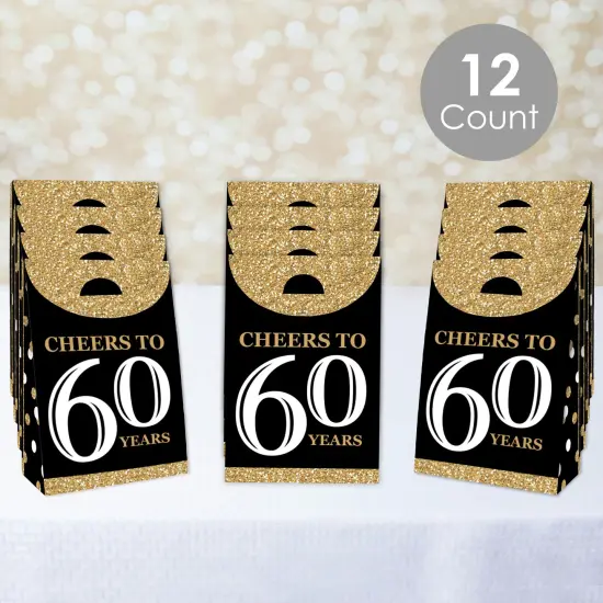 Big Dot of Happiness Adult 60th Birthday - Gold - Birthday Gift Favor Bags - Party Goodie Boxes - Set of 12 {3}