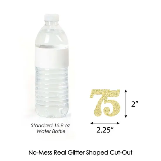 Big Dot of Happiness Gold Glitter 75 Party Straws - No-Mess Real Gold Glitter Cut-Out Numbers & Decorative 75th Birthday Party Paper Straws - 24 Ct {7}