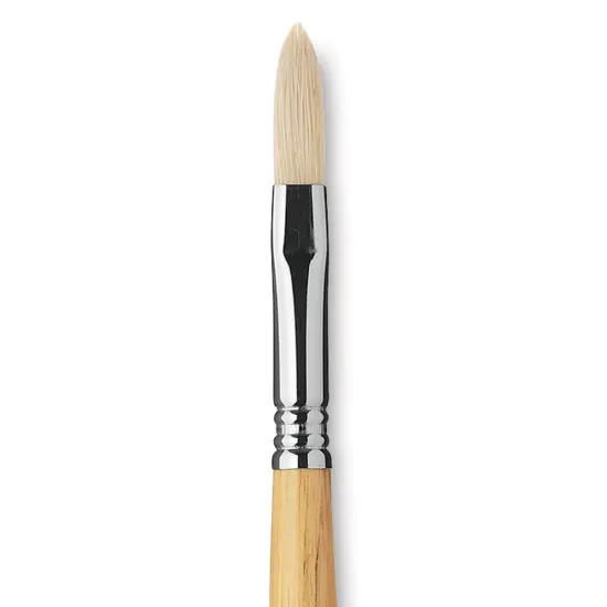 Escoda Clasico Chungking White Bristle Brush - Long Filbert, Long Handle, Size 10 {1}
