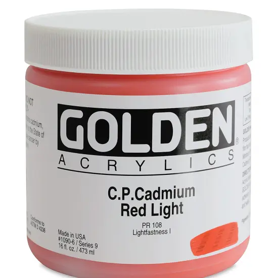 Golden Heavy Body Artist Acrylics - Cadmium Red Light, 16 oz Jar {2}