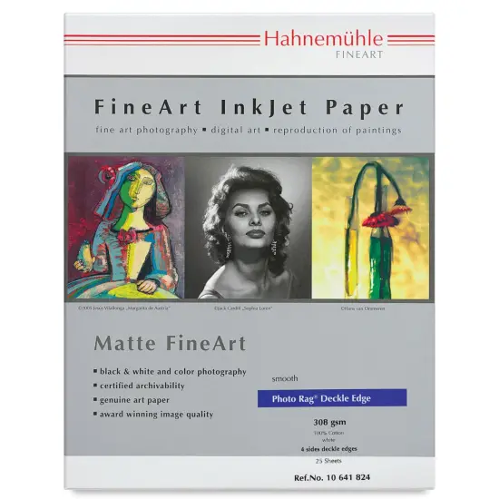 Hahnemuhle Photo Rag Deckle Edge Inkjet Paper - 8-1/2" x 11", 25 Sheets {2}