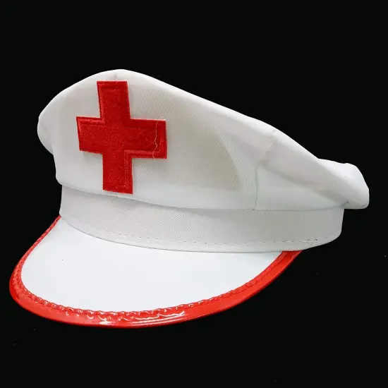 White Nurse Costume Hat - Nurses Red and White Costume Cap - 1 Piece {4}