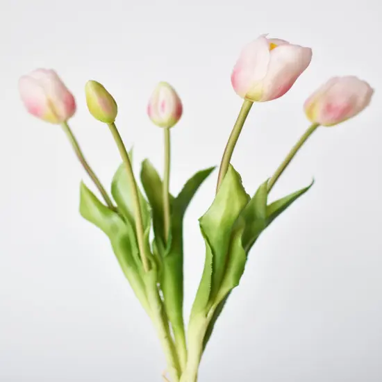 18" Faux Tulip Stem Bundle Blush Pink {1}
