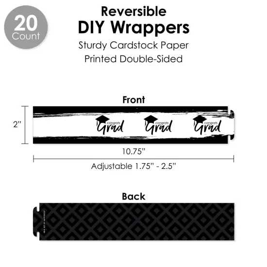 Big Dot of Happiness Black and White Grad - Best is Yet to Come - Graduation Party Favors and Cupcake Kit - Fabulous Favor Party Pack - 100 Pieces {4}