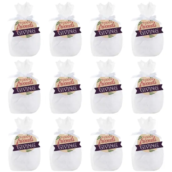 Big Dot of Happiness Friends Thanksgiving Feast - Friendsgiving Clear Goodie Favor Bags - Treat Bags With Tags - Set of 12 {7}