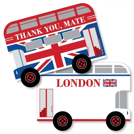 Big Dot of Happiness Cheerio, London - Shaped Thank You Cards - British UK Party Thank You Note Cards with Envelopes - Set of 12 {1}