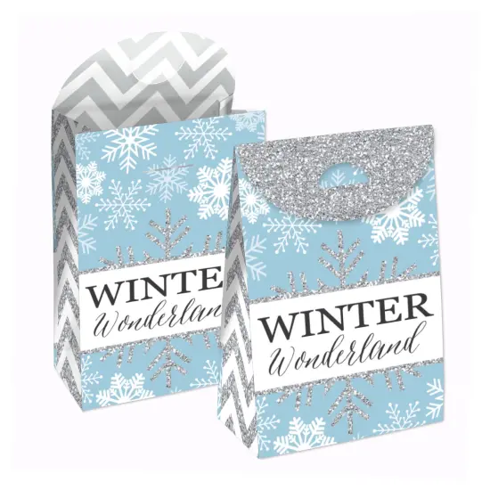 Big Dot of Happiness Winter Wonderland - Snowflake Holiday and Winter Wedding Gift Favor Bags - Party Goodie Boxes - Set of 12 {1}