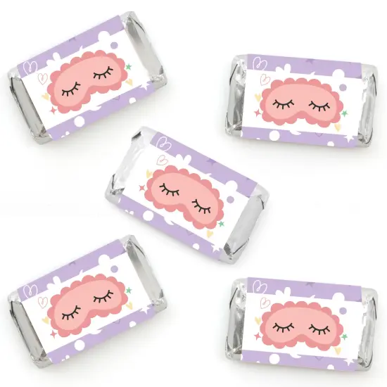 Big Dot of Happiness Pajama Slumber Party - Mini Candy Bar Wrapper Stickers - Girls Sleepover Birthday Party Small Favors - 40 Count {1}