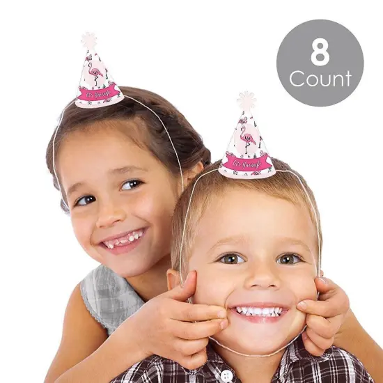 Big Dot of Happiness Pink Flamingo - Party Like a Pineapple - Tropical Summer Mini Cone Hats - Small Little Party Hats - Set of 8 {3}