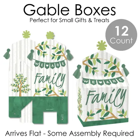 Big Dot of Happiness Family Tree Reunion - Treat Box Party Favors - Family Gathering Party Goodie Gable Boxes - Set of 12 {7}