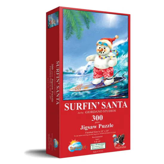 Sunsout Surfin' Santa 300 pc Christmas Jigsaw Puzzle 37191 {3}