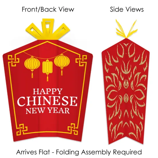 Big Dot of Happiness Lunar New Year Party Table Decorations - Fold and Flare Centerpieces - 10 Count {3}