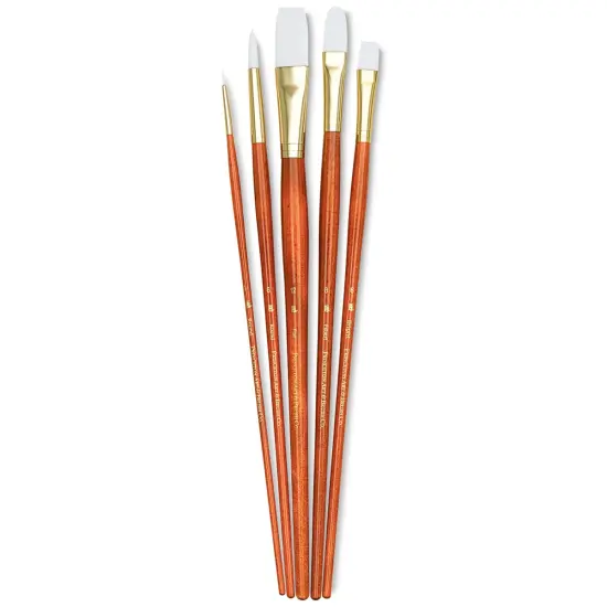 Princeton Real Value Brush Set - 9155, White Taklon, Long Handle, Set of 5 {1}