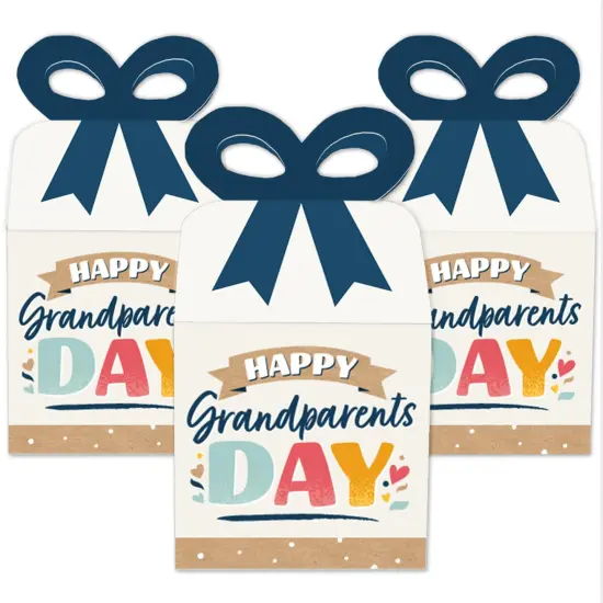 Big Dot of Happiness Happy Grandparents Day - Square Favor Gift Boxes - Grandma & Grandpa Party Bow Boxes - Set of 12 {3}