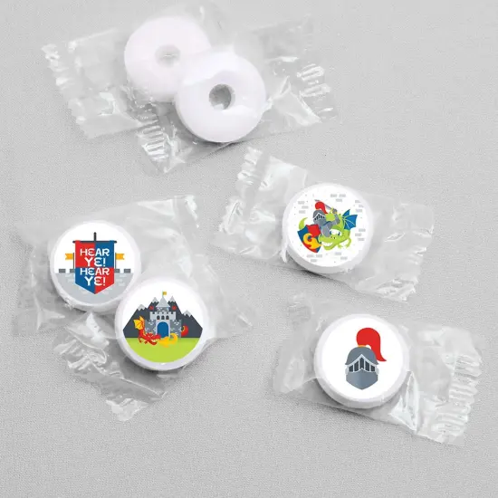 Big Dot of Happiness Calling All Knights & Dragons - Medieval Birthday Party Round Candy Sticker Favors - Labels Fits Chocolate Candy (1 sheet of 108) {4}