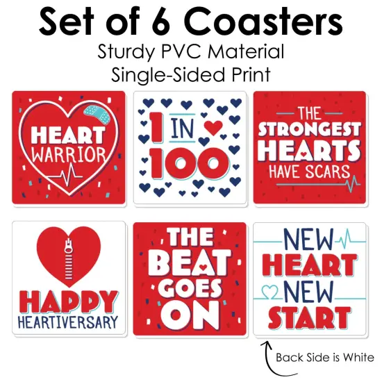 Big Dot of Happiness Happy Heartiversary - CHD Awareness Decorations - Drink Coasters - Set of 6 {4}