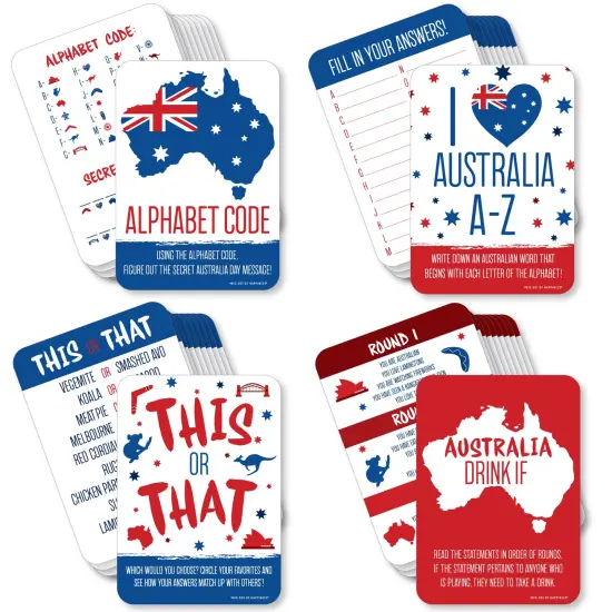 Big Dot of Happiness Australia Day - 4 G&rsquo;Day Mate Aussie Party Games - 10 Cards Each - Gamerific Bundle {1}