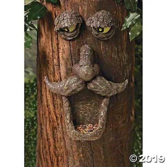 Tree Face Bird Feeder (Hand Painted) Fun Outdoor Decor Includes Glow in The Dark Eyes {1}