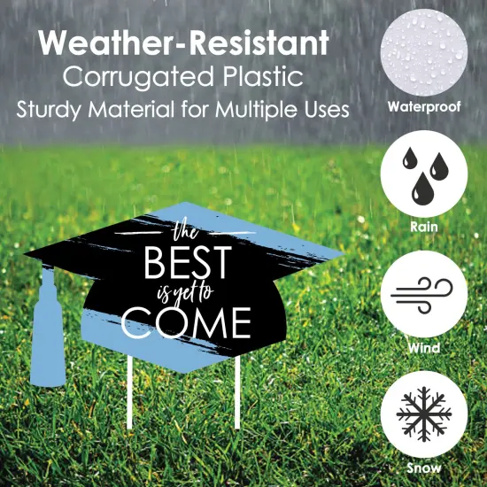 Big Dot of Happiness Light Blue Graduation Lawn Decorations - 10 Piece {6}