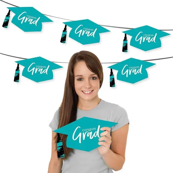Big Dot of Happiness Teal Graduation Hat Decorations - DIY Large Party Essentials - 20 Count {3}