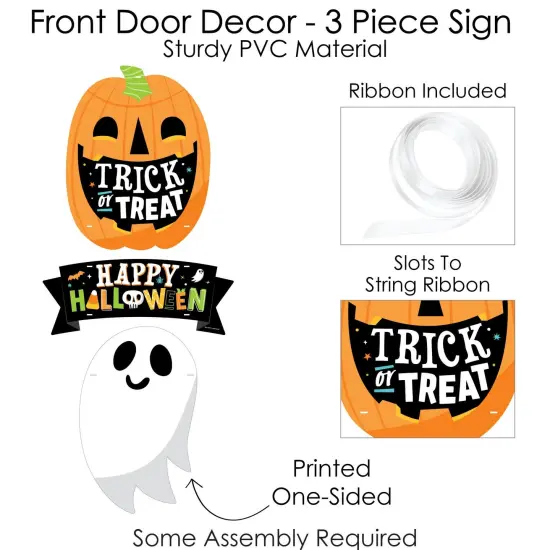 Big Dot of Happiness Jack-O'-Lantern Halloween - Hanging Porch Kids Halloween Party Outdoor Decorations - Front Door Decor - 3 Piece Sign {6}