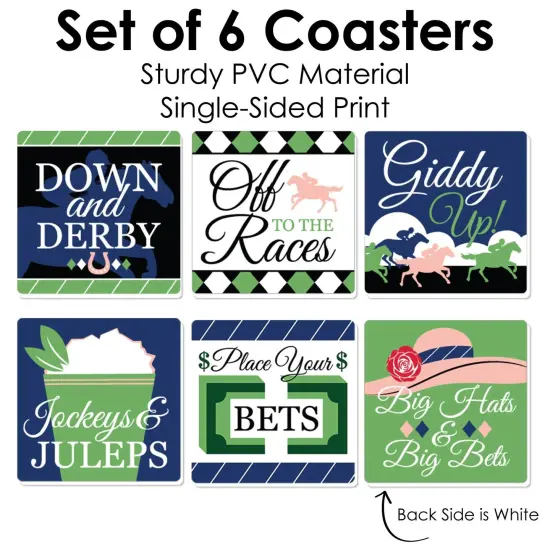 Big Dot of Happiness Kentucky Horse Derby - Funny Horse Race Party Decorations - Drink Coasters - Set of 6 {6}