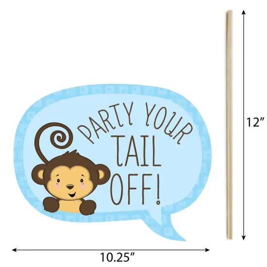 Big Dot of Happiness Funny Blue Monkey Boy - Baby Shower or Birthday Party Photo Booth Props Kit - 10 Piece {6}