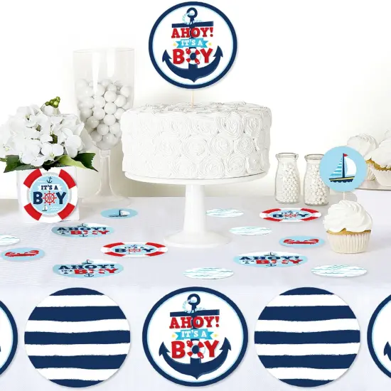Big Dot of Happiness Ahoy It's a Boy - Nautical Baby Shower Giant Circle Confetti - Party Decorations - Large Confetti 27 Count {6}