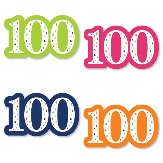 Big Dot of Happiness 100th Birthday - Cheerful Happy Birthday - DIY Shaped Colorful One Hundredth Birthday Party Cut-Outs - 24 Count {1}