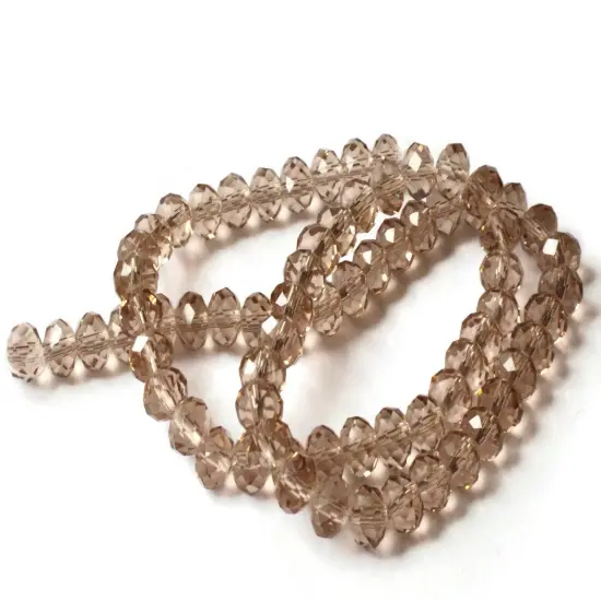 72 6x8mm Champagne Pink Crystal Faceted Rondelle Beads 17 Inch Full Strand {5}
