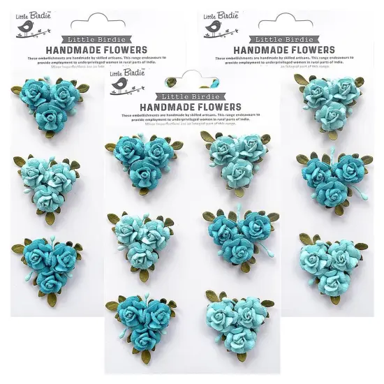 Pack of 3 - Little Birdie Francisca Paper Flowers 6/Pkg-Song Of The Sea {1}