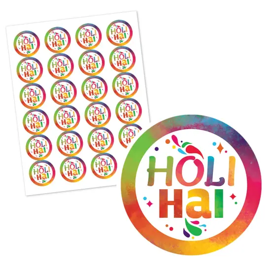 Big Dot of Happiness Holi Hai - Festival of Colors Party Circle Sticker Labels - 24 Count {3}