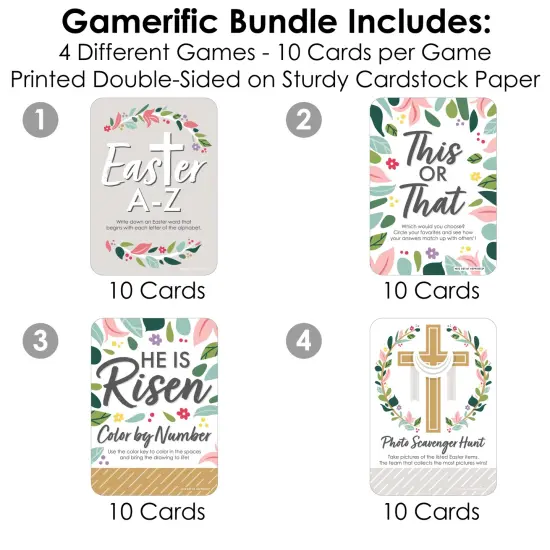 Big Dot of Happiness Religious Easter - 4 Christian Holiday Party Games - 10 Cards Each - Gamerific Bundle {4}