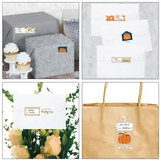 Big Dot of Happiness Happy Thanksgiving - Assorted Fall Harvest Party Gift Tag Labels - To and From Stickers - 12 Sheets - 120 Stickers {7}