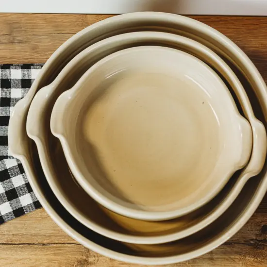 Martinez Pottery Heritage Blue Stripe Stoneware Handmade Cornbread Pan {4}
