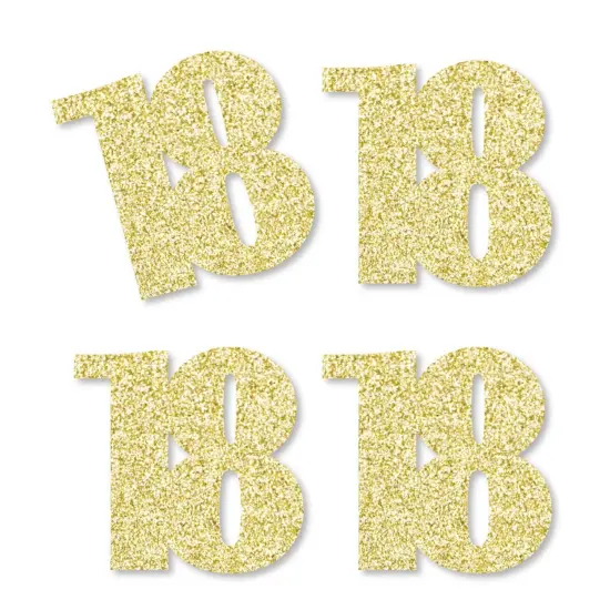 Big Dot of Happiness Gold Glitter 18 - No-Mess Real Gold Glitter Cut-Out Numbers - 18th Birthday Party Confetti - Set of 24 {1}